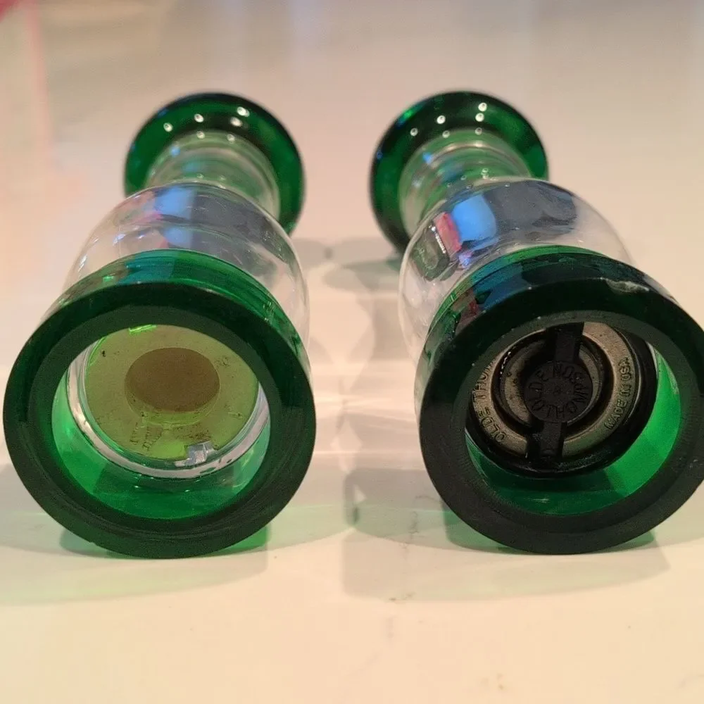 Olde Thompson Green Acrylic Salt and Pepper Grinder Set Made In USA